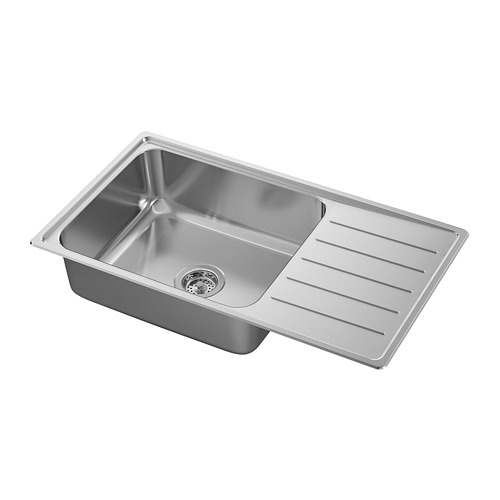 VATTUDALEN, inset sink, 1 bowl with drainboard