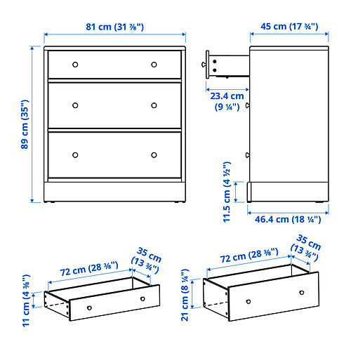 HAVSTA chest of 3 drawers