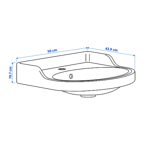 RUTSJÖN semi-recessed wash-basin w watr trp