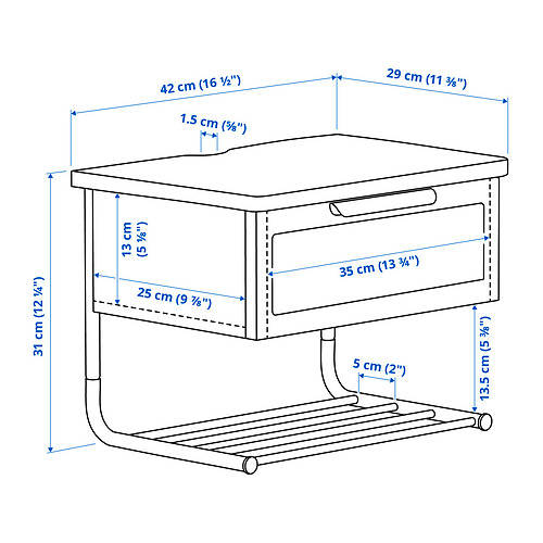 GRÅFJÄLLET veggfest náttborð