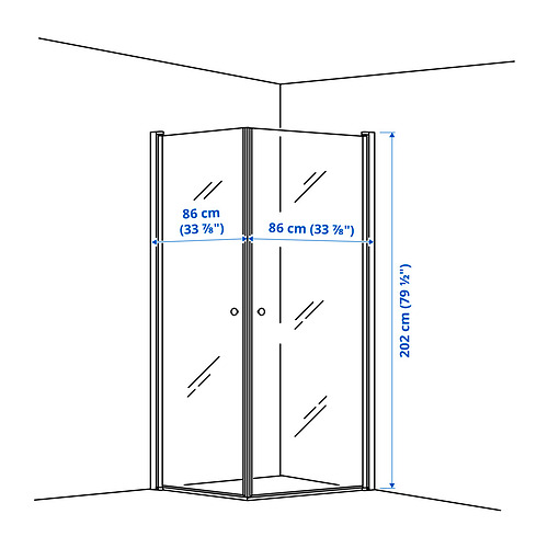 OPPEJEN shower enclosure with 2 doors