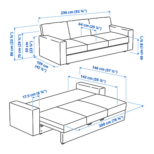 BÅRSLÖV 3-seat sofa-bed