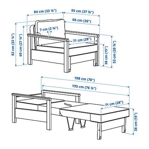 TORNSBORG armchair-bed