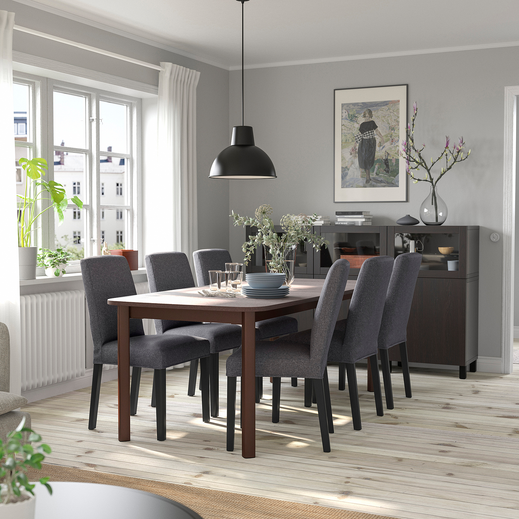 STRANDTORP/BERGMUND table and 6 chairs