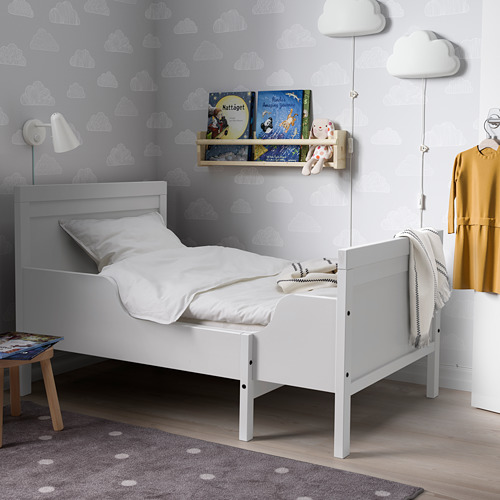 SUNDVIK, ext bed frame with slatted bed base