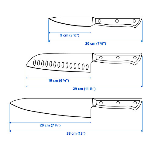VARDAGEN hnífar, 3 í setti
