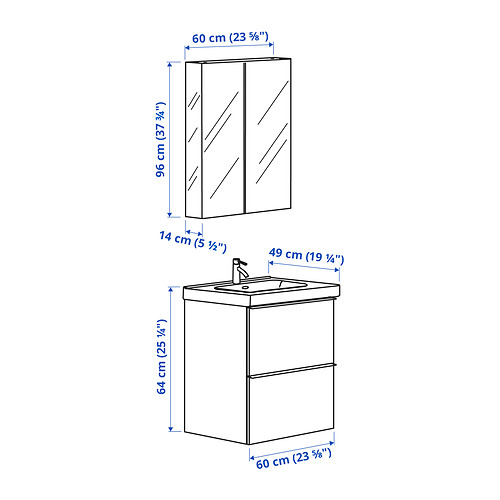 GODMORGON/ODENSVIK bathroom furniture, set of 4