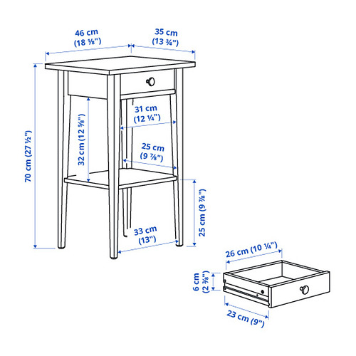 HEMNES náttborð