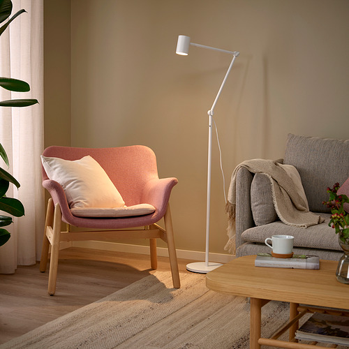 VINGMAST / SKAFTET Floor lamp, arched, beige/black - IKEA