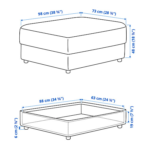 VIMLE footstool with storage