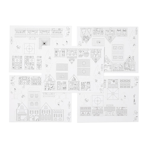 MÅLA, 10-pc cardboard town template set
