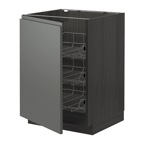 METOD base cabinet with wire baskets