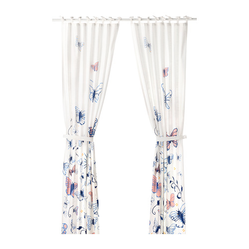 SÅNGLÄRKA, curtains with tie-backs, 1 pair