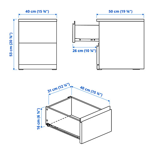 STORKLINTA chest of 2 drawers