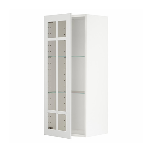 METOD wall cabinet w shelves/glass door
