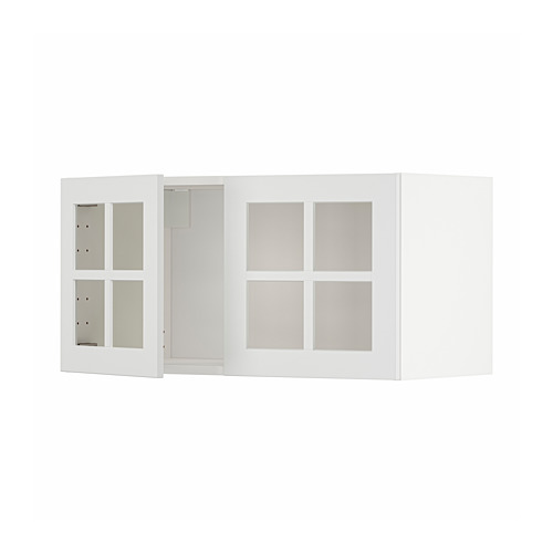 METOD wall cabinet with 2 glass doors