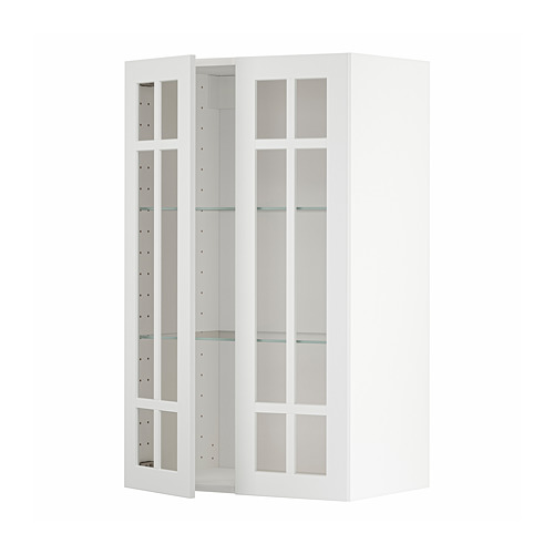 METOD wall cabinet w shelves/2 glass drs