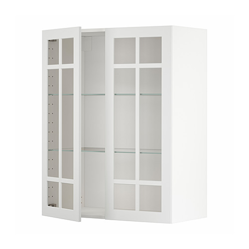 METOD wall cabinet w shelves/2 glass drs