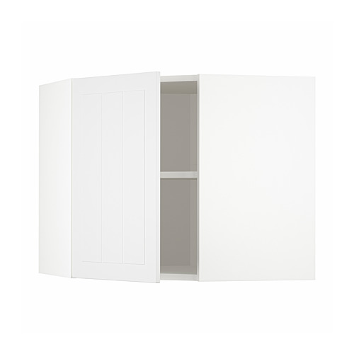 METOD, corner wall cabinet with shelves