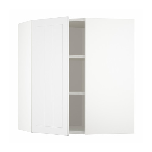 METOD, corner wall cabinet with shelves