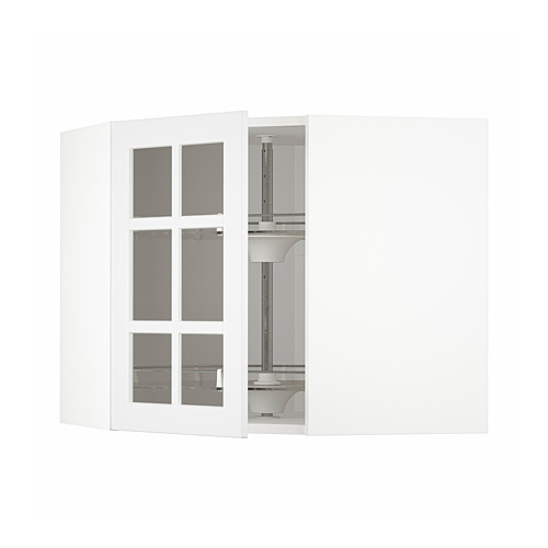 METOD, corner wall cab w carousel/glass dr