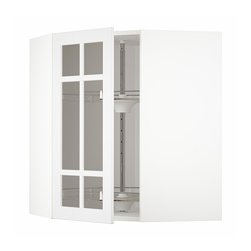 METOD, corner wall cab w carousel/glass dr