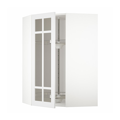 METOD, corner wall cab w carousel/glass dr