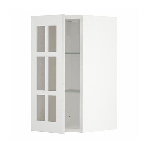 METOD wall cabinet w shelves/glass door