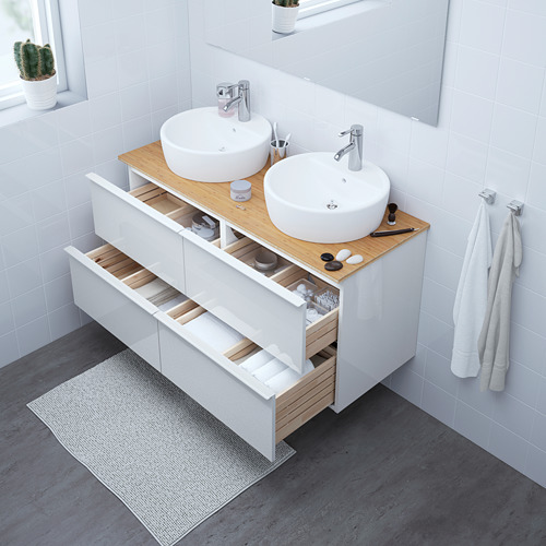 GODMORGON/TOLKEN/TÖRNVIKEN, vaskaskápur m/handl., 45 og borðpl.