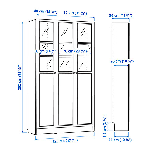 BILLY/OXBERG bookcase with panel/glass doors