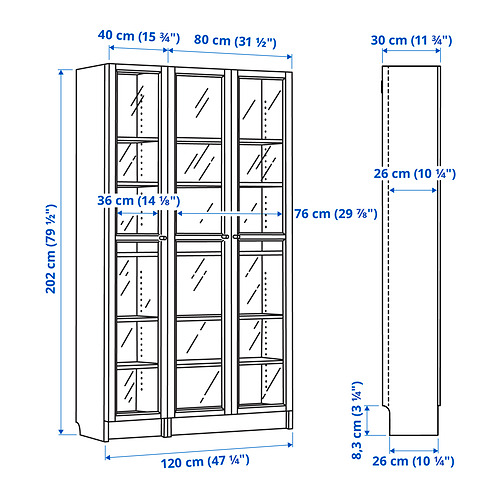 BILLY/OXBERG bookcase with glass-doors