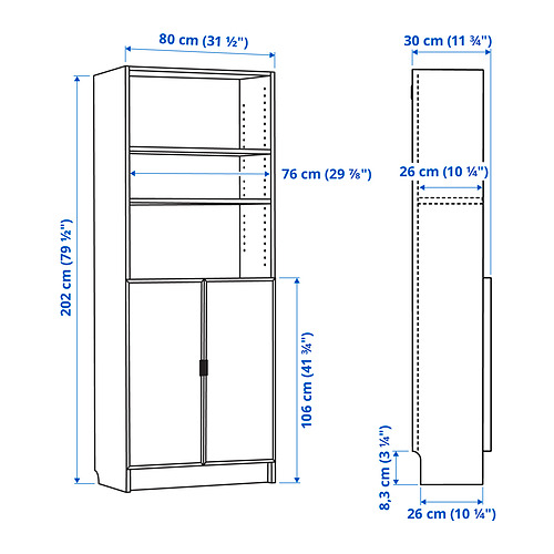 BILLY/HÖGBO bookcase with glass doors