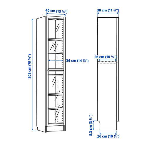 BILLY/OXBERG bookcase with glass door