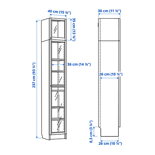 BILLY/OXBERG bookcase with glass door