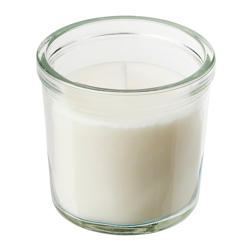 JÄMLIK, scented candle in glass