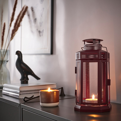 ENRUM, lantern for pillar candle, in/out