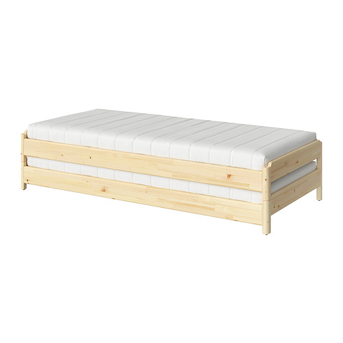 UTÅKER, stackable bed with 2 mattresses