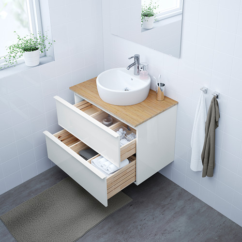 GODMORGON/TOLKEN/TÖRNVIKEN, vaskaskápur m/handl., 45 og borðpl.