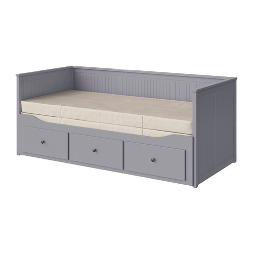 HEMNES, day-bed w 3 drawers/2 mattresses