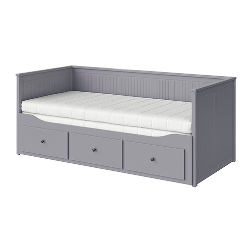 HEMNES, day-bed w 3 drawers/2 mattresses