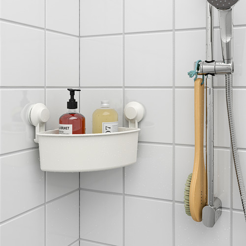TISKEN, corner shelf unit with suction cup