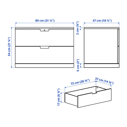 NORDLI chest of 2 drawers