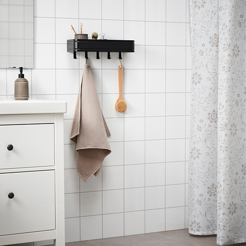 LILLASJÖN, wall shelf with 5 hooks