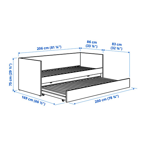 VIHALS grind, sófarúm með gestarúmi