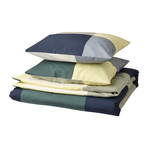 BRUNKRISSLA duvet cover and 2 pillowcases