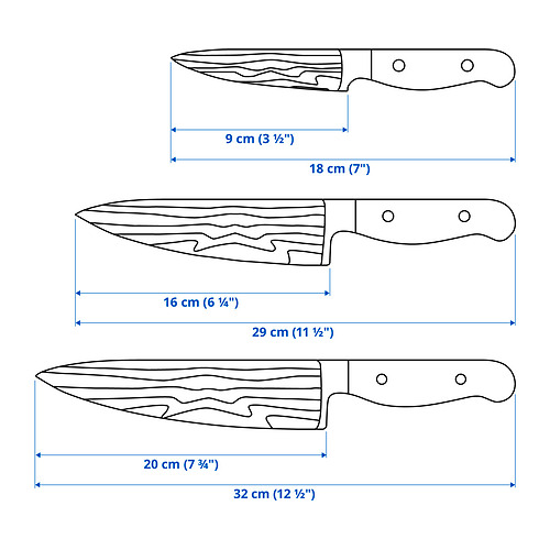 BRILJERA hnífar, 3 í setti