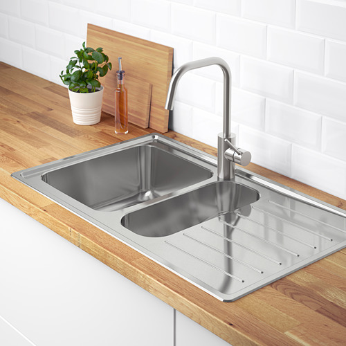 VATTUDALEN, inset sink, 1 ½ bowl w drainboard