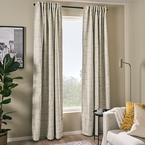 LÖNNSTÄVMAL, block-out curtains, 1 pair