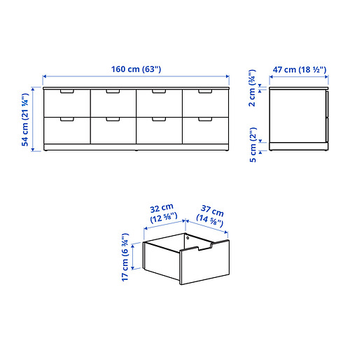 NORDLI chest of 8 drawers