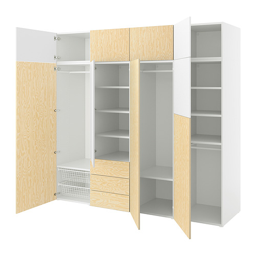 PLATSA wardrobe with 9 doors+3 drawers